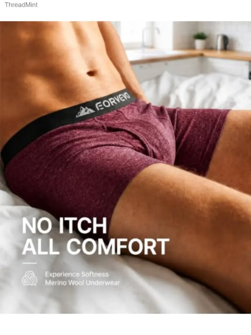 Merino Wool Boxer Briefs Moisture Wicking Breathable Men's Underwear